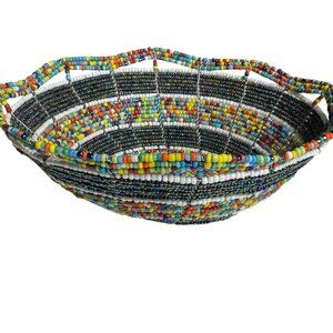 Maasai Beaded Basket Handmade In Kenya
